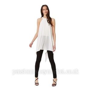 Miss Selfridge Pleated Flowy White Top